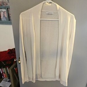 Open Front, long-sleeve Sweater, White, Size Medium